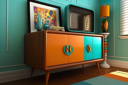 Colorful Retro-Styled TVs - A Playful and Vibrant Display AI Image