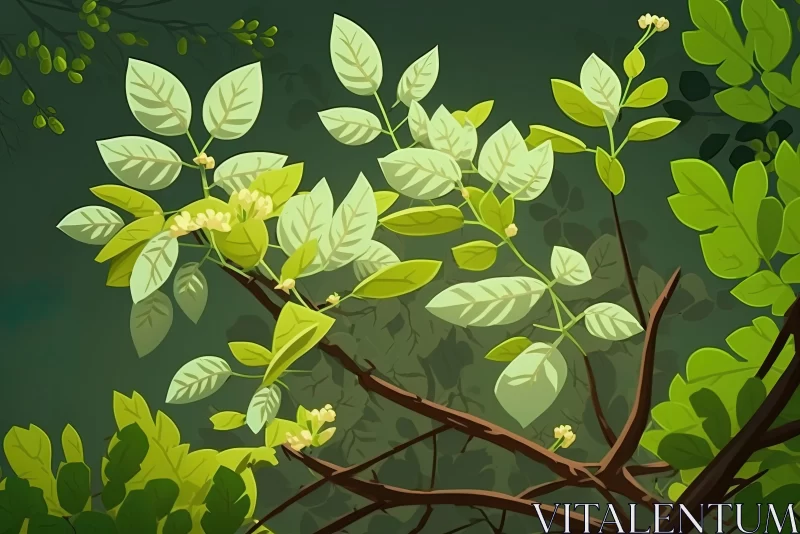 Luminescent Forest: An Ornamental Tree Illustration AI Image