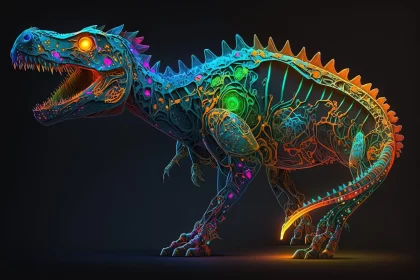 Glowing T-Rex: Futuristic Mechanical Artwork
