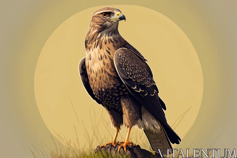 Golden Eagle Illustration in Muted Earth Tones AI Image