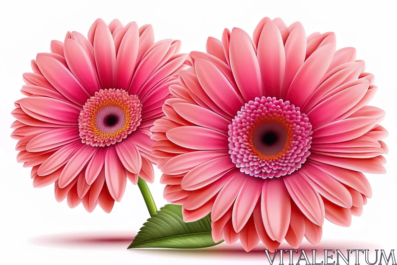 Pink Gerbera Flower Illustration - Captivating Wallpaper Design AI Image