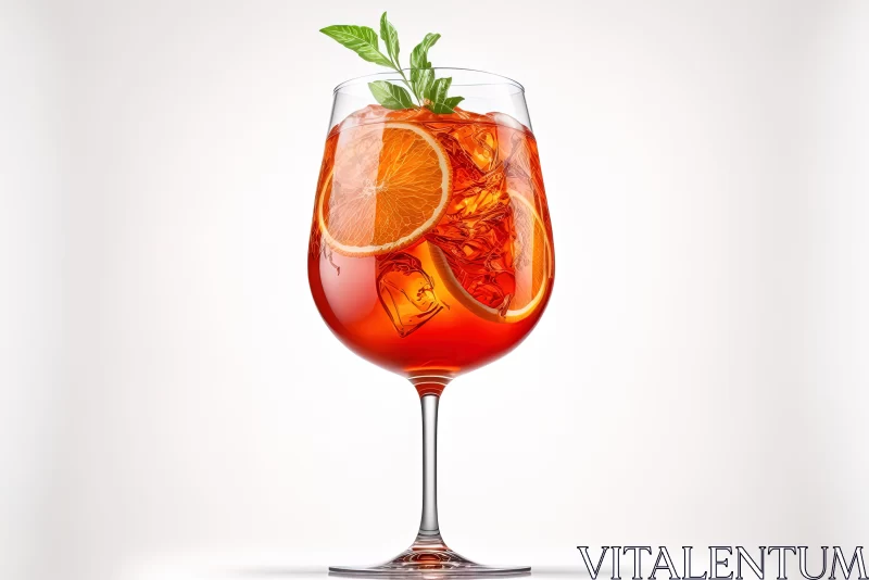 Realistic Rendered Red Wine Cocktail with Orange Slices AI Image