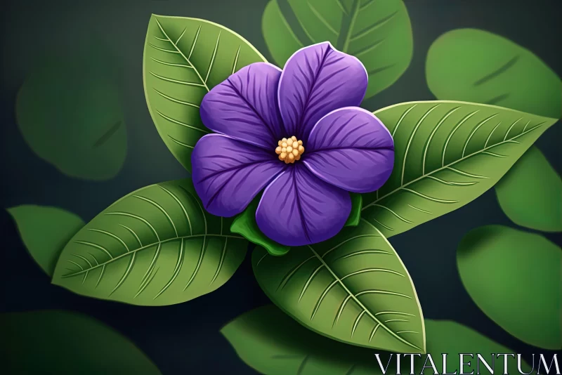 Tropical Symbolism in a Purple Flower Illustration AI Image