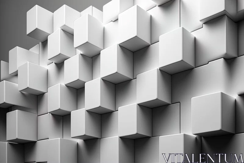 3D Cube Wall - Abstract Art in Dark White AI Image