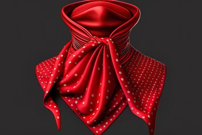 3D Model of a Red Polka Dot Scarf with Victorian Influence