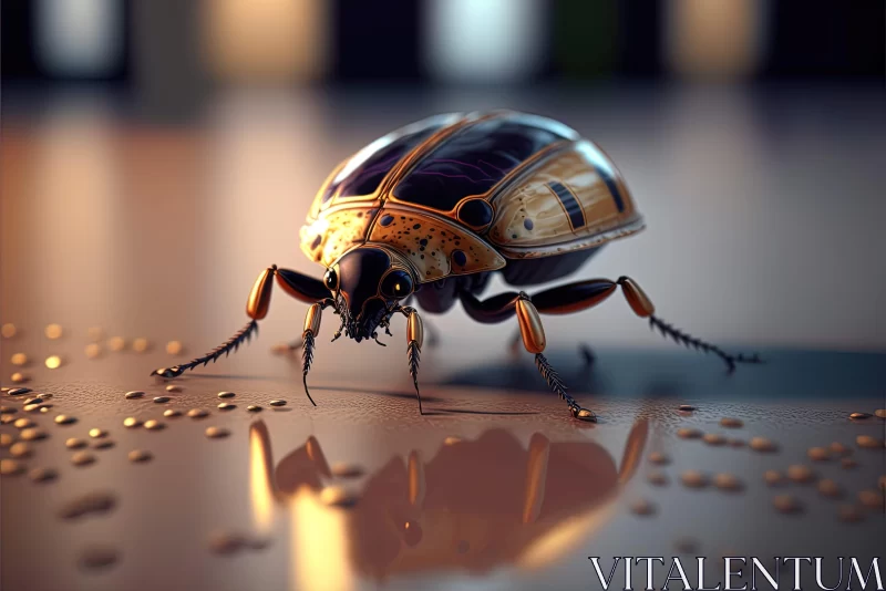Beetle in a Sci-fi Baroque Bathroom: A Miniaturecore Artwork AI Image