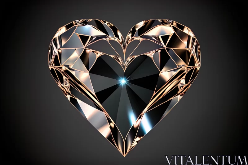 AI ART Golden Heart Diamond - A Backlit Masterpiece with Emotional Expression