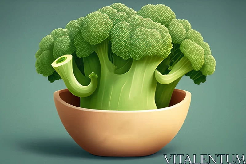 Unique Digital Art Illustration of Broccoli Still Life AI Image