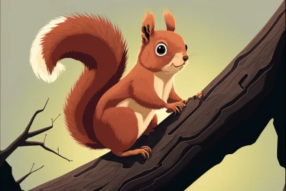 Detailed Squirrel Character Illustration in Forest Setting AI Image