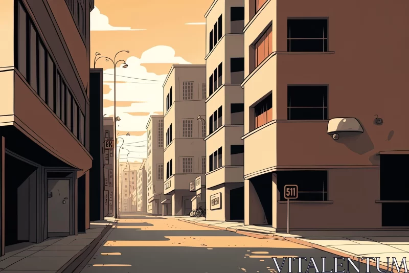 Retro Anime-Influenced City Street Art AI Image