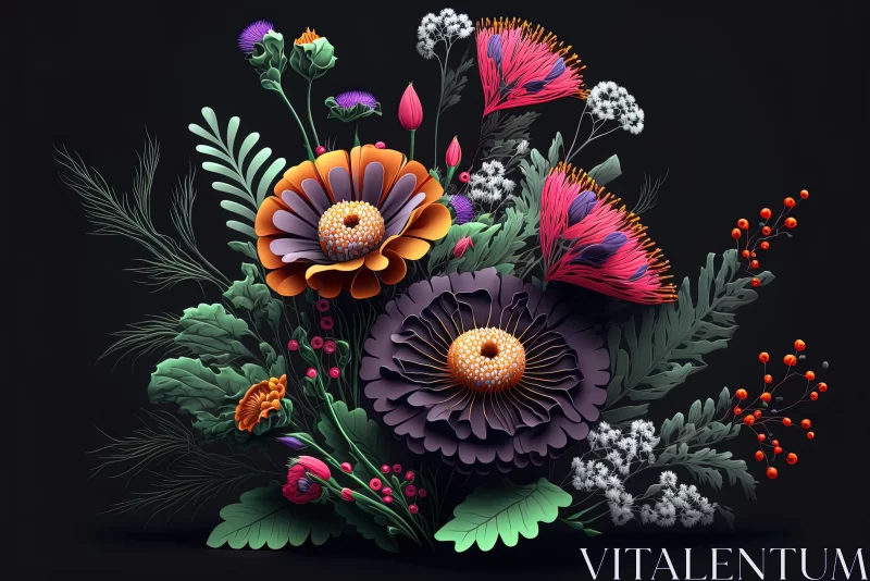3D Floral Design: A Hauntingly Beautiful Celebration of Nature AI Image