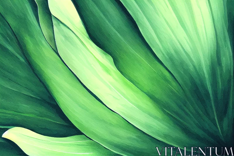 Green Leaf Abstract Realism - Large Canvas Masterpiece AI Image