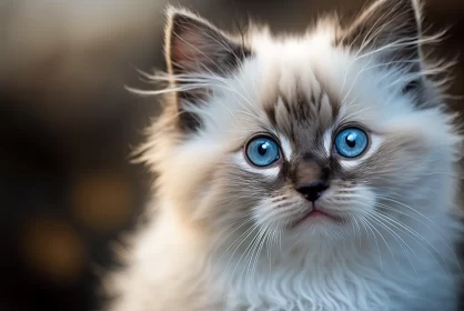Mesmerizing Blue-Eyed White Kitten Portrait