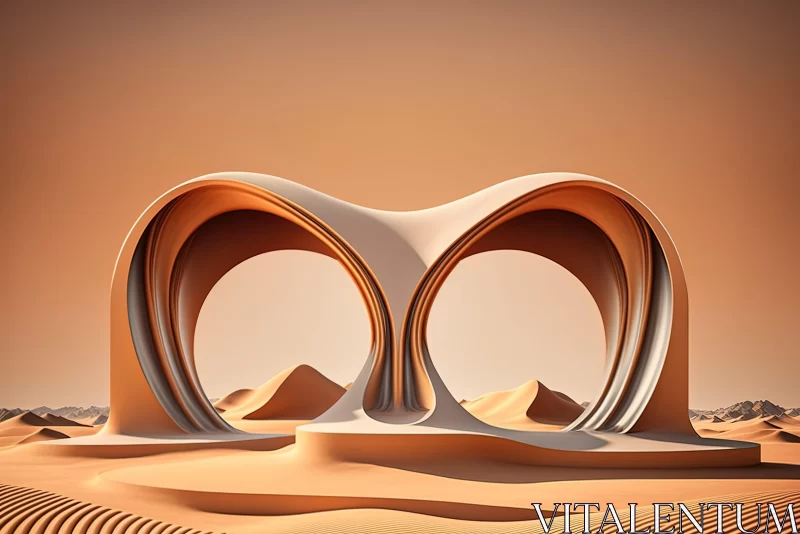 3D Rendered Abstract Desert Archway AI Image