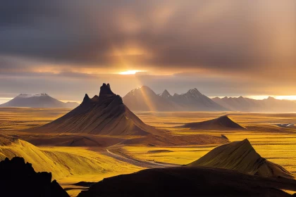 Golden Mountain Landscape: A Radiant Display of Natural Beauty