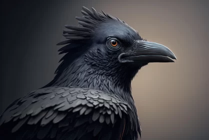 3D Rendered Raven Portrait in Dark Background