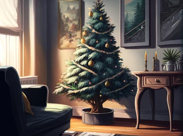 Charming Christmas Scene in Cartoon-Realism Style