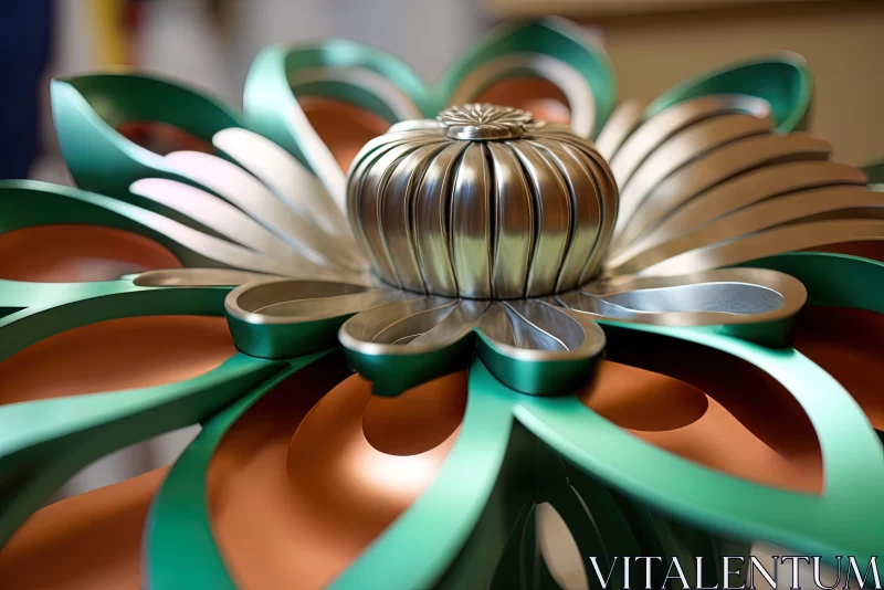 Emerald Metal Flower - A Tribute to Vienna Secession AI Image