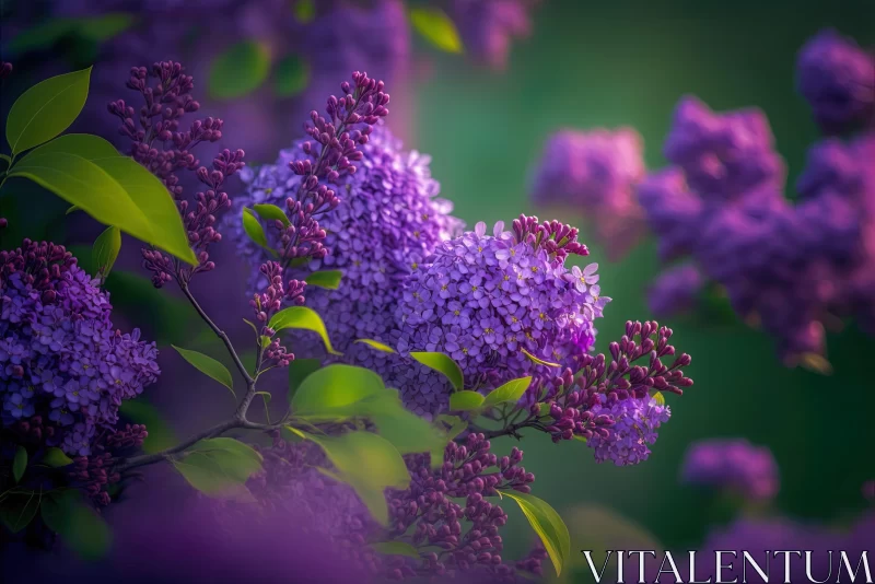 Intense Color Saturation of Lilac Flowers on a Branch AI Image