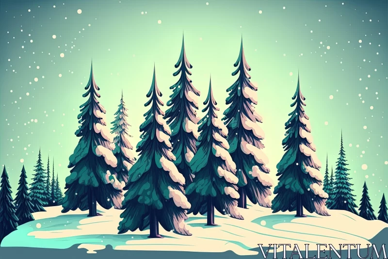 Winter Background Vector Illustration in Cartoon Style AI Image