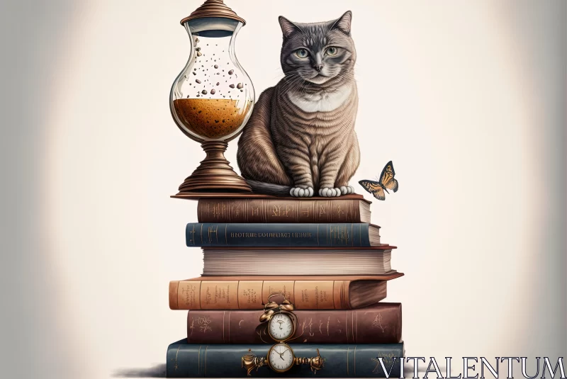 Charming Cartoon Kitten Illustration in Enchanted Realism AI Image