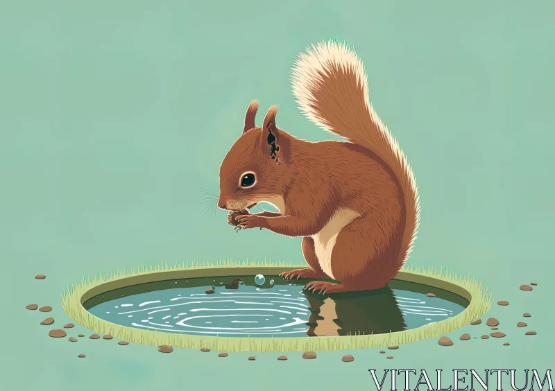 AI ART Charming Squirrel Illustration in Playful Style