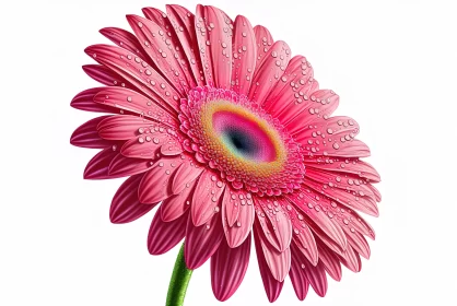 Pink Daisy with Water Drops - An Optical Illusion in Realism