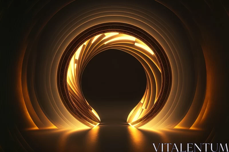 Golden Light in Abstract Tunnel - Zen Minimalism AI Image