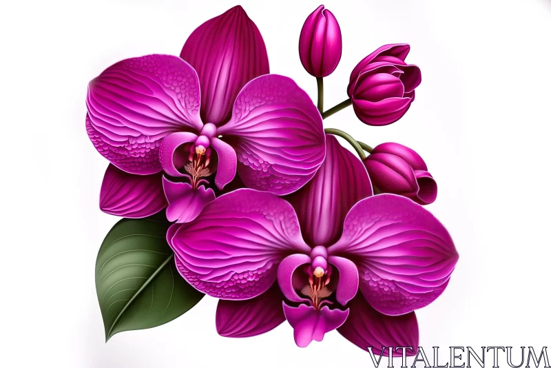 Detailed Orchid Illustration in Magenta Tones AI Image