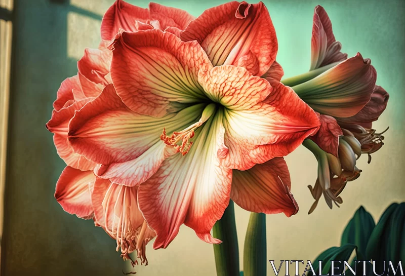 Exquisite Amaryllis Flower in Realistic Rendering AI Image