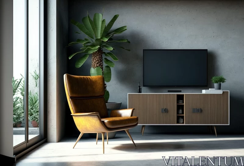 Modern Living Room with Industrial Elegance AI Image