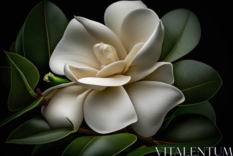 White Magnolia Flower: A Study in Precisionism and Light AI Image