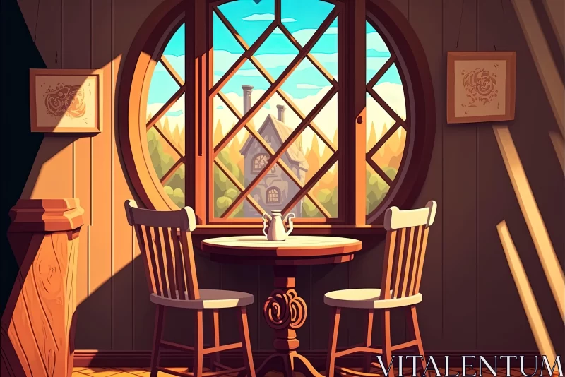 Anime Inspired Room with Charming Details and Romantic Landscapes AI Image