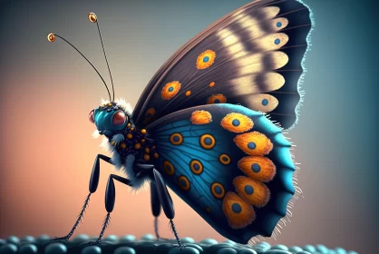 Colorful Butterfly in Solarpunk Style: A Journey into Imaginative Realism AI Image