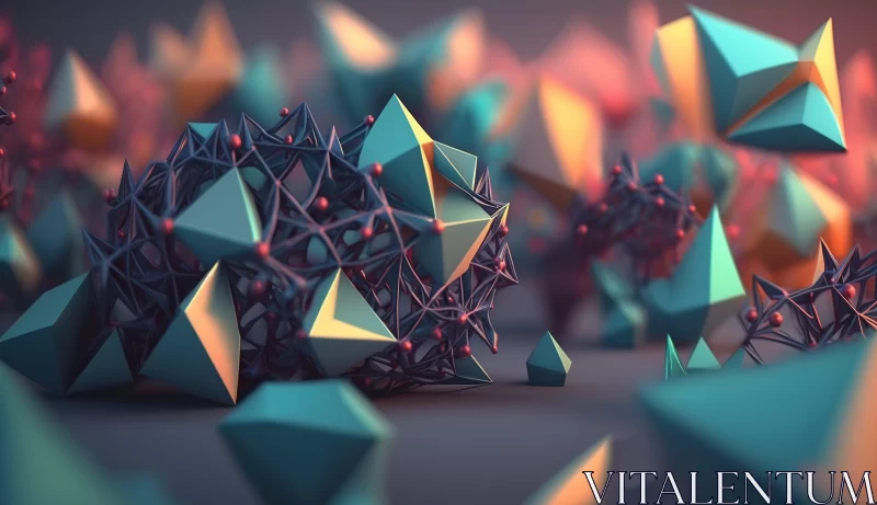 Abstract 3D Art: Organic Geometric Shapes in Futuristic Design AI Image