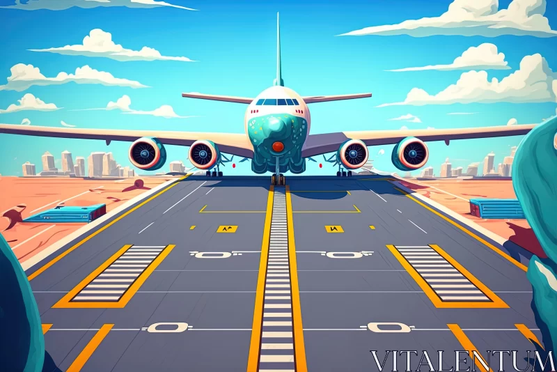 AI ART Colorful Cartoon Airplane Ready for Take-off