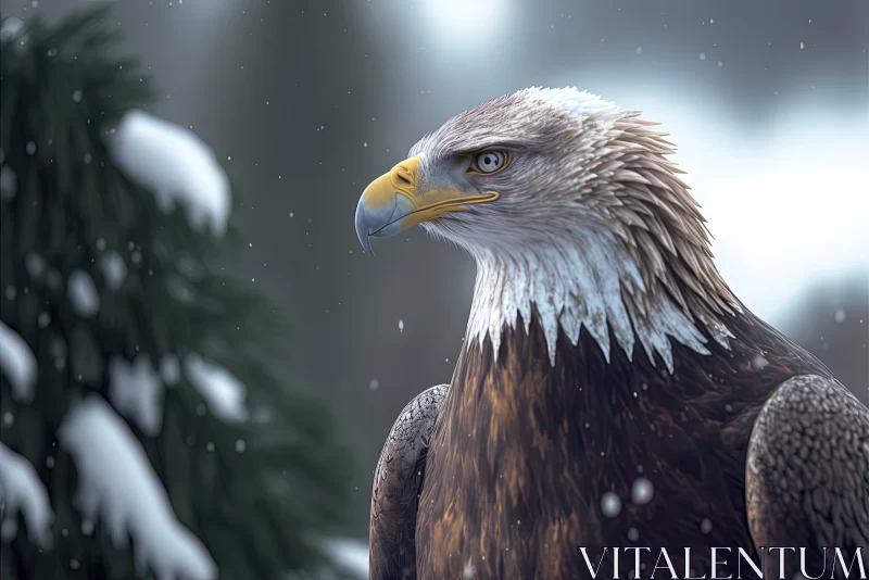 Majestic Bald Eagle in Snowy Landscape AI Image