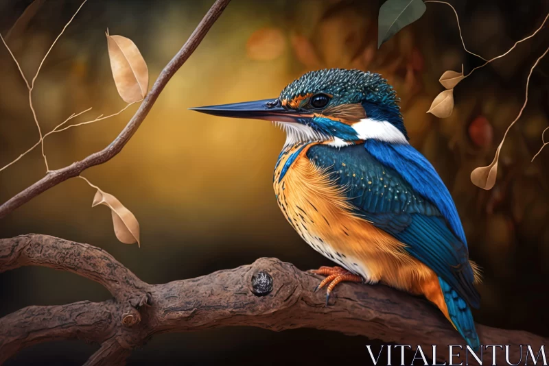 Captivating Kingfisher Illustration in Nature Reserve AI Image