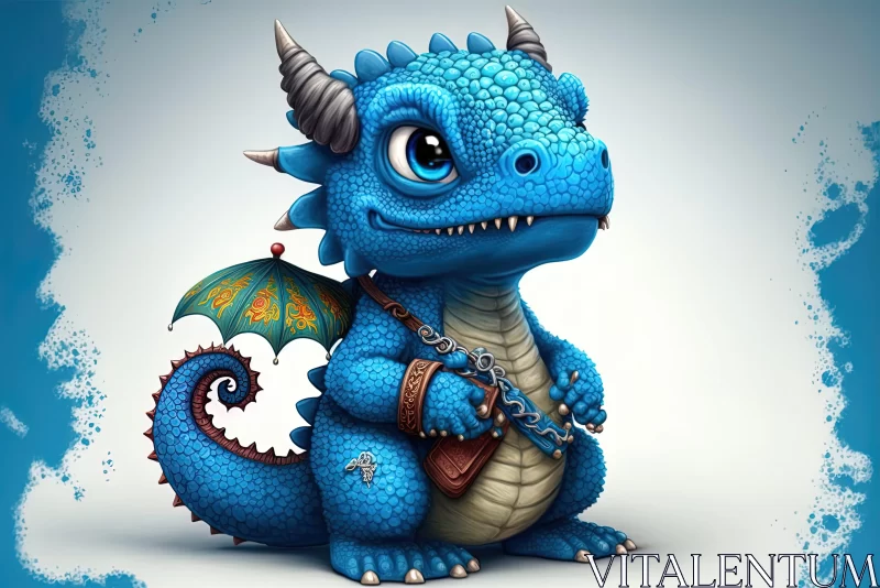 Charming Baby Blue Dragon in Cartoon Realism Style AI Image