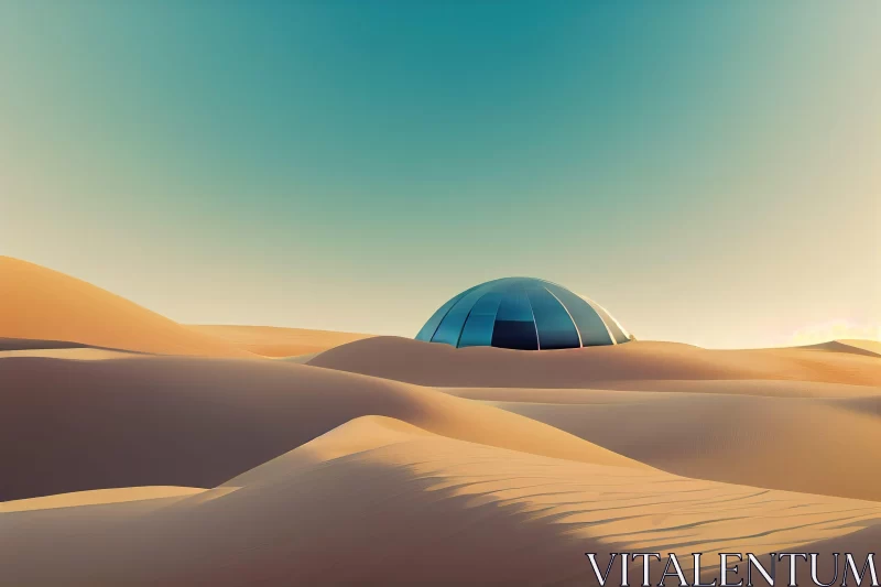 Minimalist Dome in Desert Landscape - A Study in Architectural Simplicity AI Image