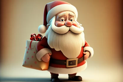 Santa Claus: A Festive Cartoon Wallpaper AI Image