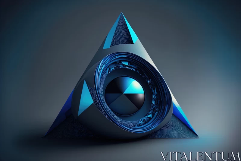Abstract Blue Metallic Triangle - Surrealistic Art AI Image