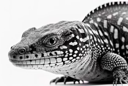 Black and White Lizard Portraiture with Minimal Retouching AI Image