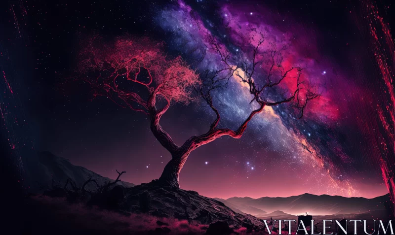 Fantasy Universe: Tree Under the Milky Way AI Image