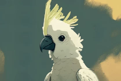 Anime-Inspired White Parrot Portrait - Monochromatic Study