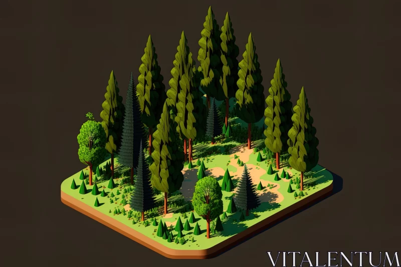 Detailed Low Poly Forest Terrain Artwork AI Image