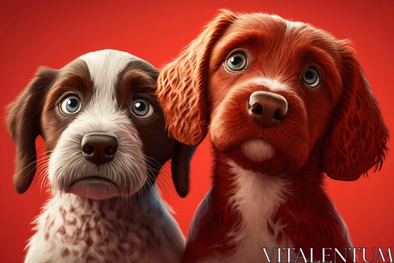 Illustrated Canine Portraits: Cartoon Realism Meets Emotion AI Image