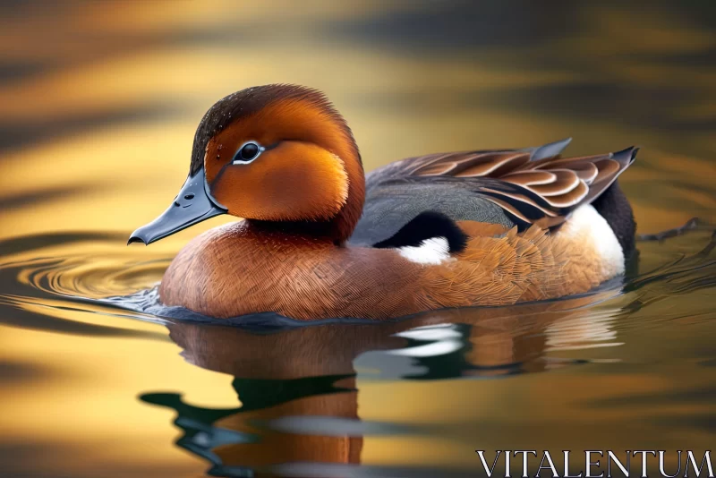 Serene Brown Duck on Water - Sublime Contrast in Teal and Orange AI Image