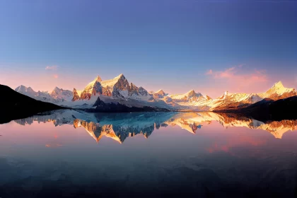 Sunrise Over Chilean Highlands: Mountain Reflection on Lake