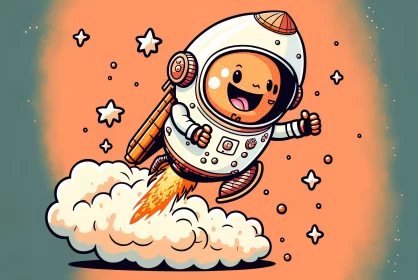 Cartoon Space Adventure - Retro Kawaii Manga Style AI Image